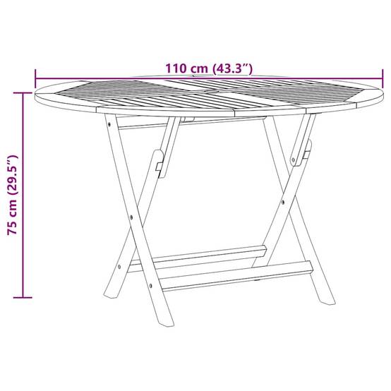 Table de Jardin Pliante Ronde Ø110cm en Bois de Teck Massif avec Trou Parasol – ComfortXL Outdoor Living - Image 8