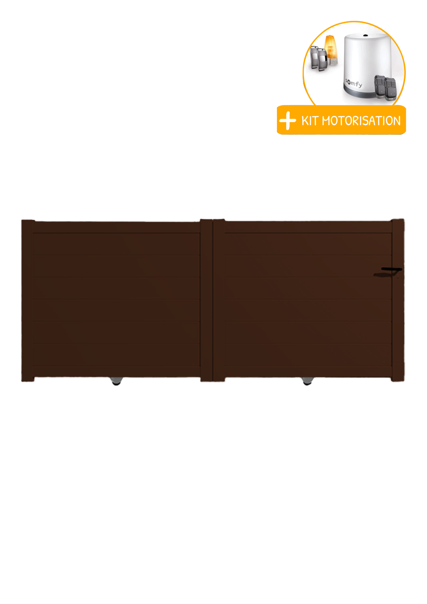 Portail Packit - Portail alu coulissant plein en kit +MOT dim. L.3500 (entre piliers) X H.1500 mm  Marron (RAL 1247)