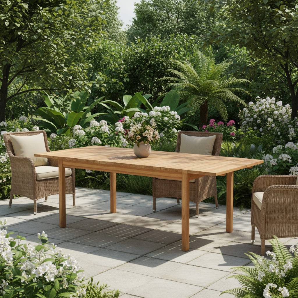 Table de jardin extensible rectangulaire teck massif 180/240 cm Auckland - TECK'Attitude - Image 8