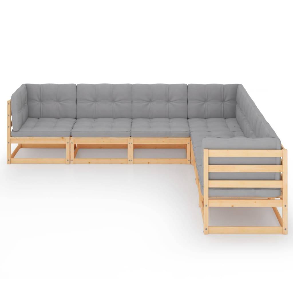 Helloshop26 - Salon de jardin meuble d'extérieur ensemble de mobilier 7 pièces avec coussins bois de pin massif - Imagen 2