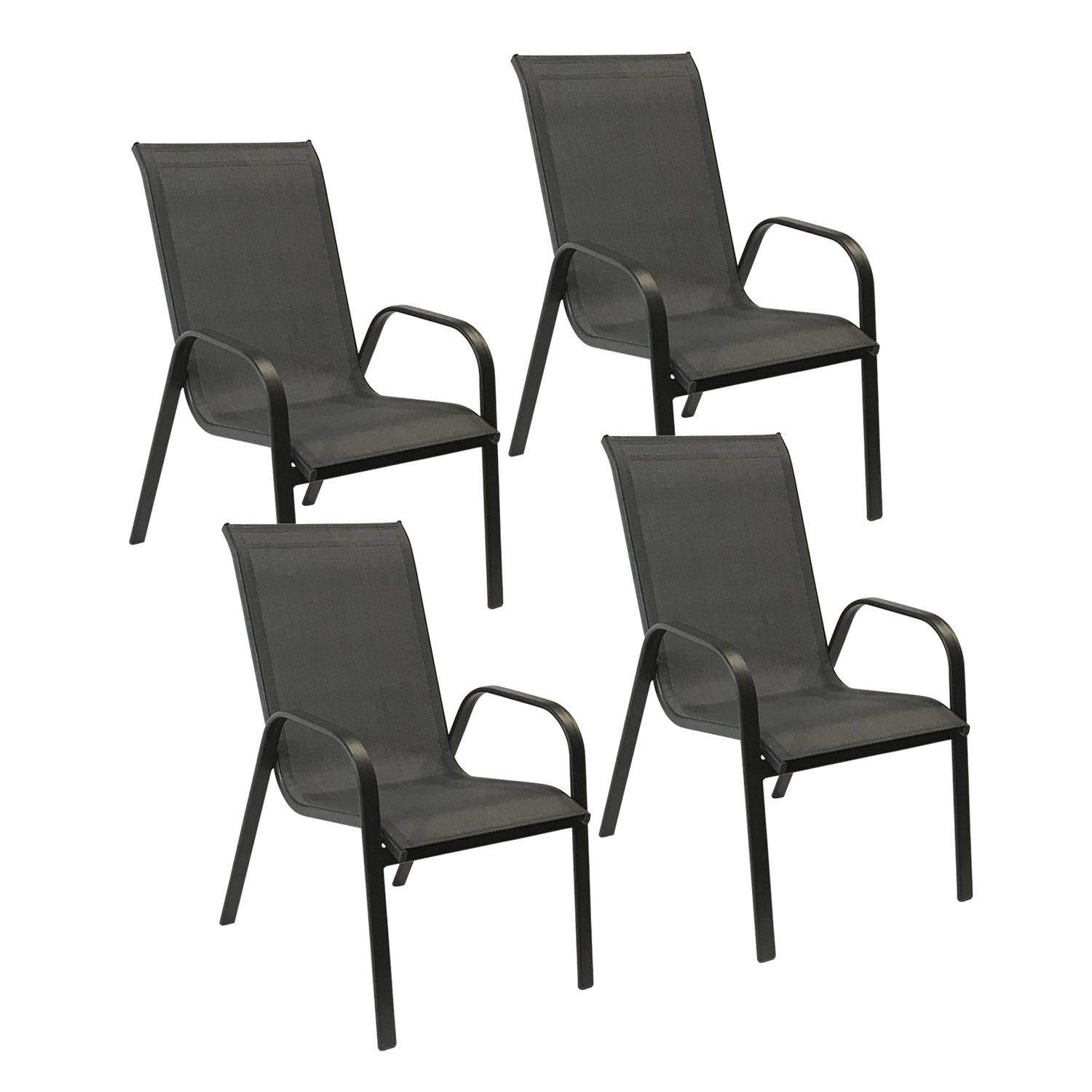 Happy Garden - Lot de 4 chaises MARBELLA en textilène gris - aluminium gris anthracite - HAPPY GARDEN - Imagen 1