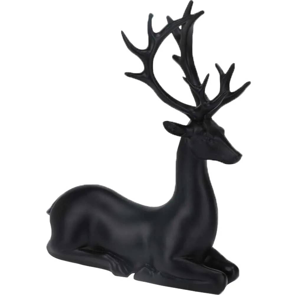 Renne couché noir 20cm - 16x6,5x20,5cm - Décoration Noël - Image 2