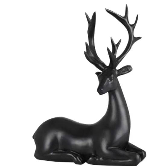 Renne couché noir 20cm - 16x6,5x20,5cm - Décoration Noël - Image 1