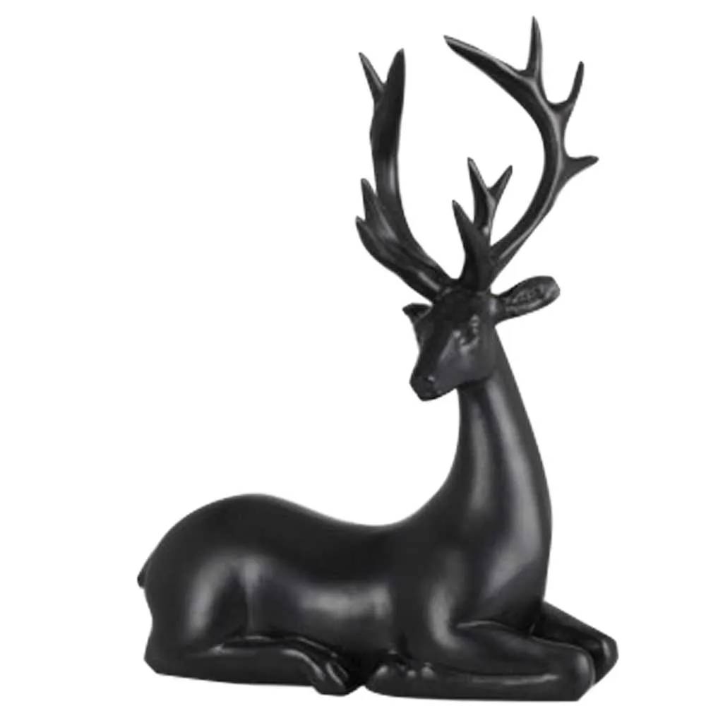 Renne couché noir 20cm - 16x6,5x20,5cm - Décoration Noël - Image 1