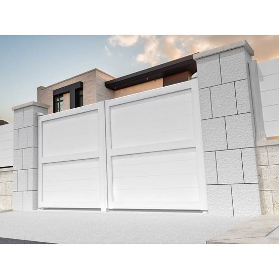 Portail battant plein NAFASI 4000x1606mm (Blanc) - Alia Productions