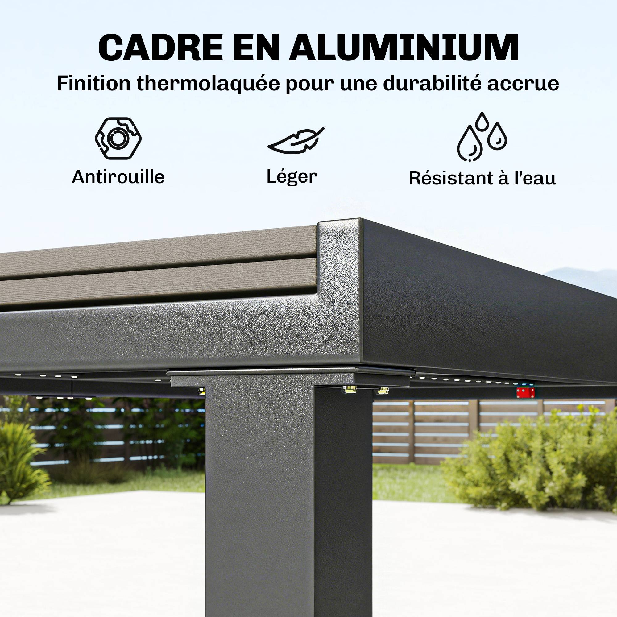 Salon de jardin aluminium et composite gris 225 x 85 x 75 cm - PANGIVO - Image 7