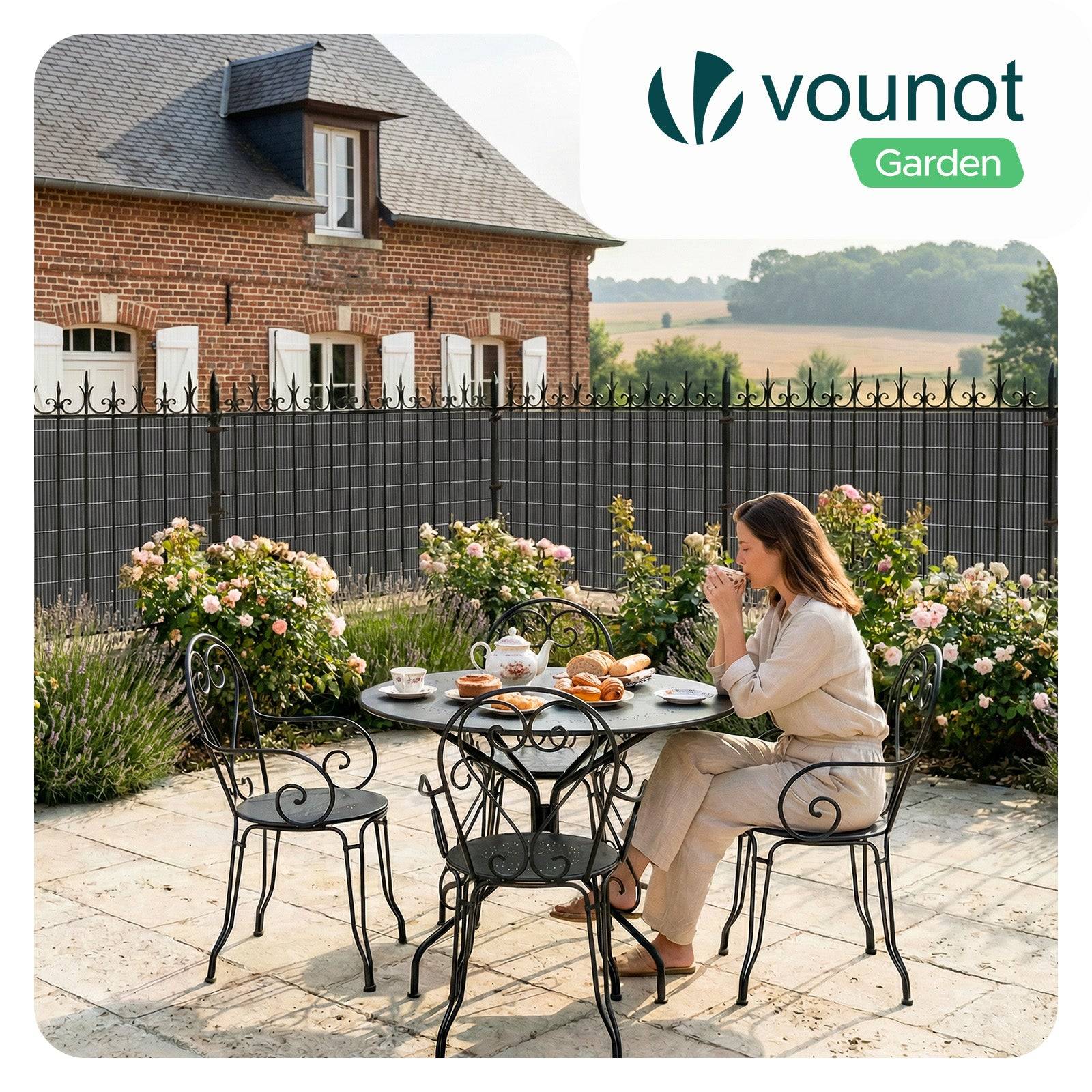 Vounot - Clôture en canisse PVC 160x300cm Anthracite - Image 2
