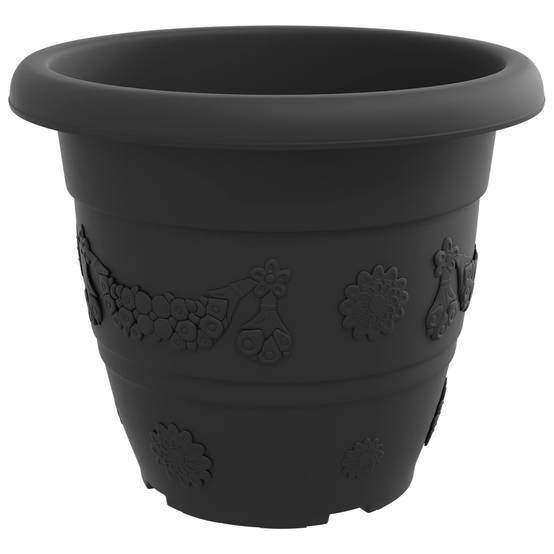 ComfortXL - Lot de 6 Grands Pots de Fleurs Ronds Plastique Extérieur avec Drainage 39x32 cm Noir - ComfortXL Outdoor Living - Image 6