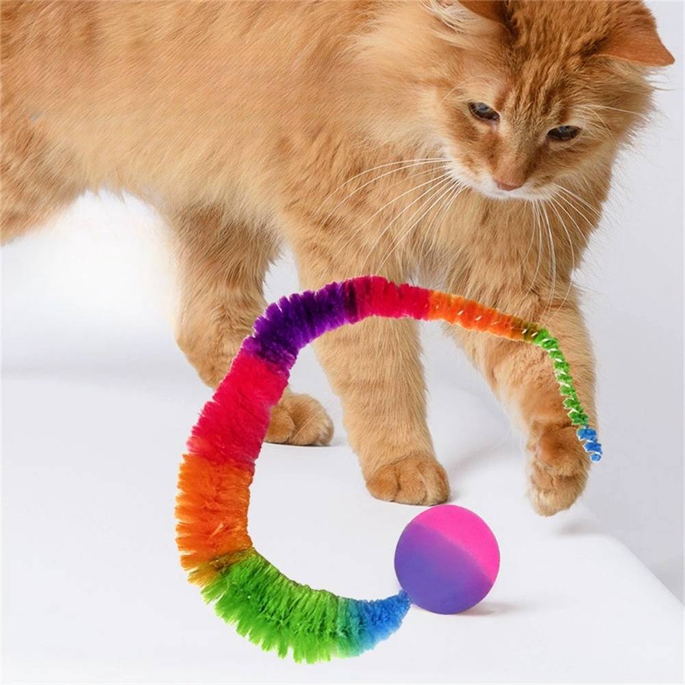 Jouet interactif arc ciel pour chat avec balle rebondissante MCBOSON - Image 2
