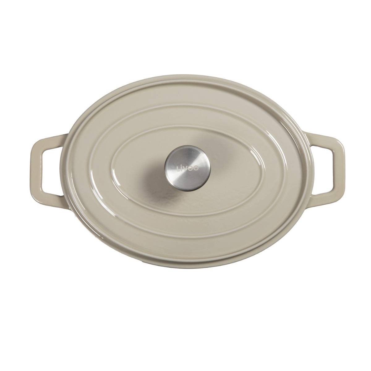 Livoo - Cocotte ovale en fonte 29cm beige MEP129G Livoo - Imagen 4