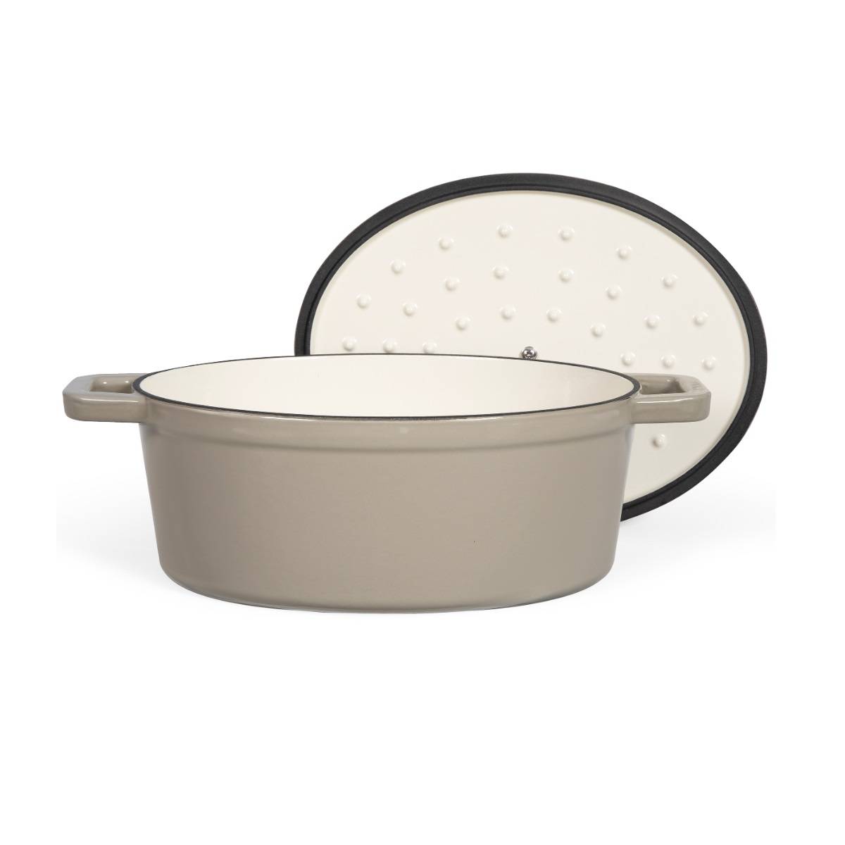 Livoo - Cocotte ovale en fonte 29cm beige MEP129G Livoo - Imagen 3