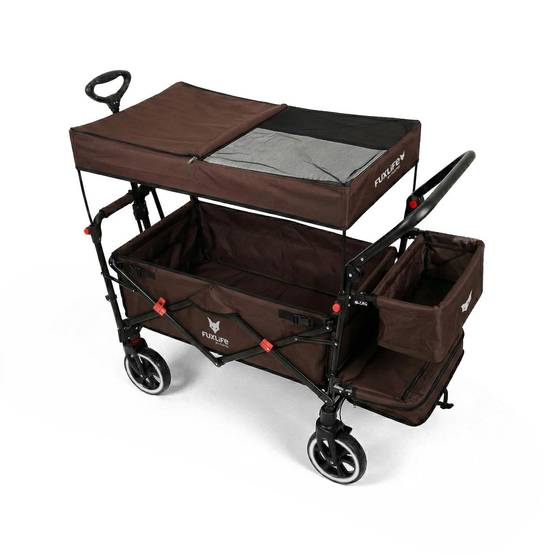 Chariot pliable confort FX-CT850 FUXLIFE avec toit UV et roues à suspension - Image 2