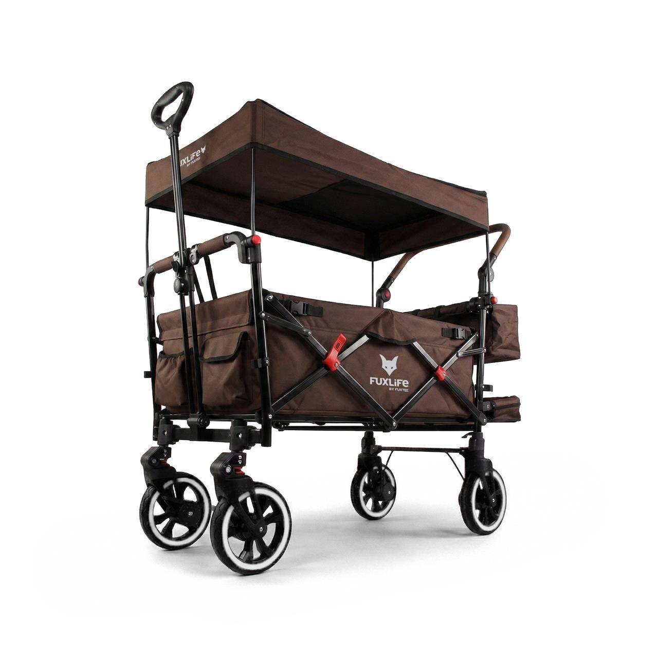 Chariot pliable confort FX-CT850 FUXLIFE avec toit UV et roues à suspension - Image 1
