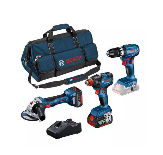 Bosch Professional - Combo kit 3 machines 18V (GWS7/GSB45/GDX200) + 2 batteries 5Ah + sac - BOSCH - 0615990N31 - Imagen 1