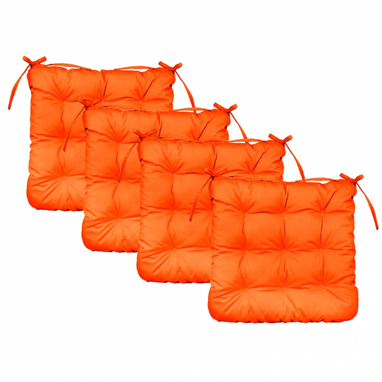 Linxor - Lot de 4 galettes, coussins carrés capitonnés pour chaise - Orange - Linxor - Imagen 1