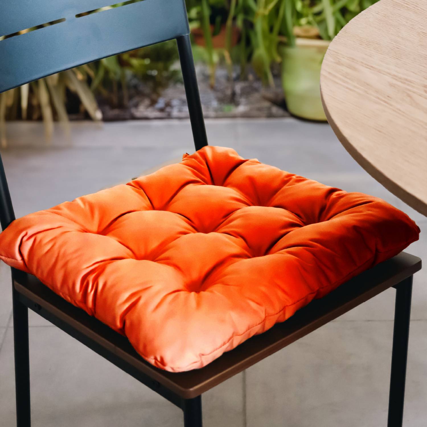 Linxor - Lot de 4 galettes, coussins carrés capitonnés pour chaise - Orange - Linxor - Imagen 7
