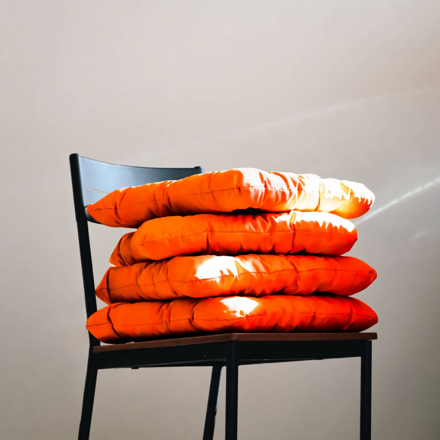 Linxor - Lot de 4 galettes, coussins carrés capitonnés pour chaise - Orange - Linxor - Imagen 5