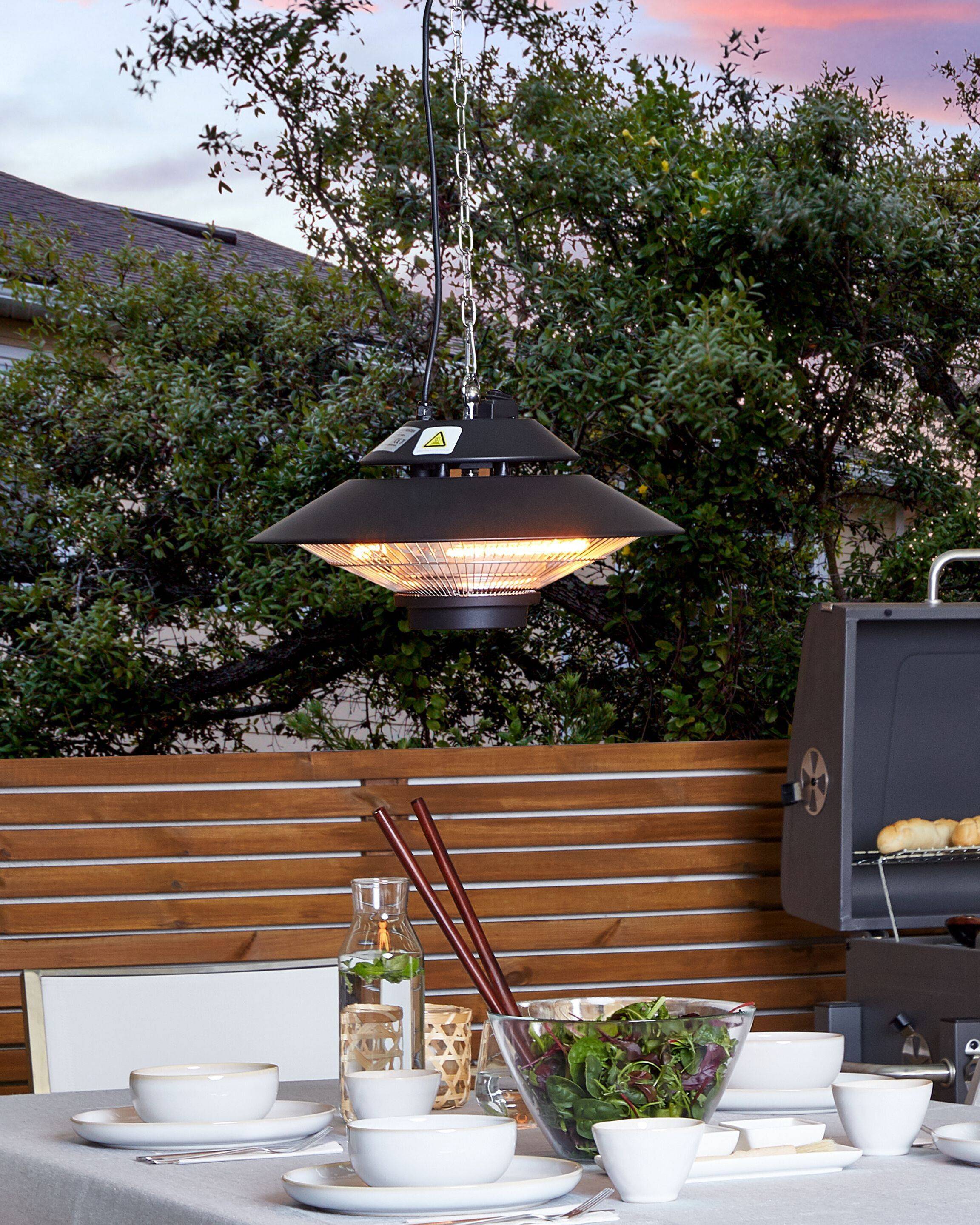 Beliani - Chauffage Électrique Noir en Aluminium Suspendu pour Jardin ou Terrasse 1500 W pour Soirées Cosy et Conviviales - Imagen 2