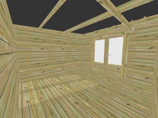 Sans Marque - ABRI DE JARDIN bois autoclave 27mm - 3,44x3,44m / 12m2 - Bac acier - Plancher bois - Image 5
