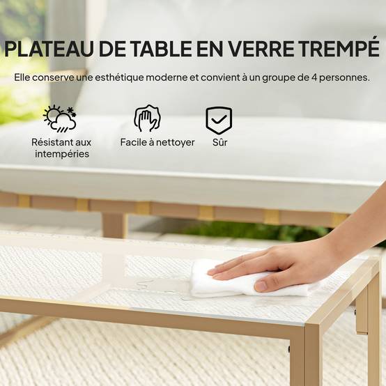 Salon de jardin extérieur 4 pièces | Mobilier de jardin Blanc Acier, Polyester 114x70x67 cm - Image 7