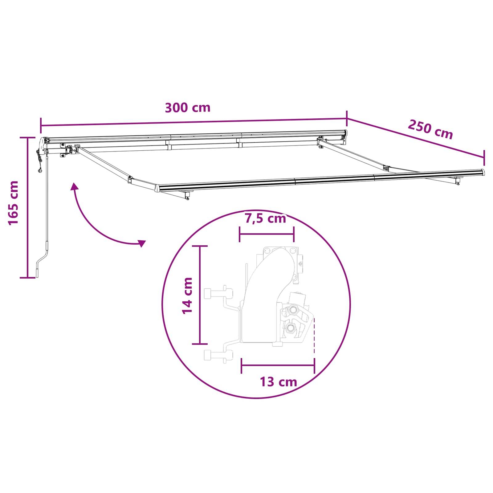 PANGIVO - Auvent rétractable aluminium et tissu taupe 300 x 250 cm, 21.56kg - PANGIVO - Image 8