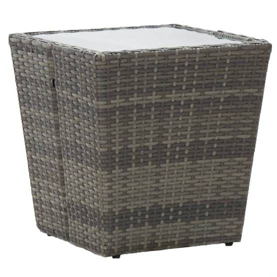 ComfortXL - Petite Table Basse d'Extérieur Grise en Polyrotin avec Plateau en Verre, 41,5x41,5x43 cm – ComfortXL Outdoor Living - Image 1