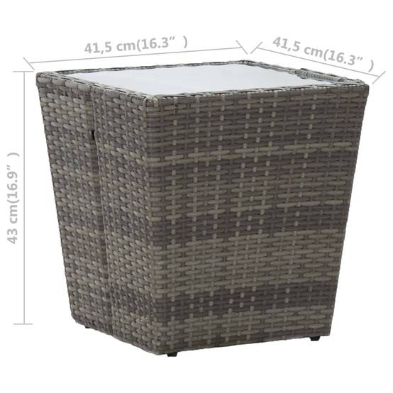 ComfortXL - Petite Table Basse d'Extérieur Grise en Polyrotin avec Plateau en Verre, 41,5x41,5x43 cm – ComfortXL Outdoor Living - Image 6