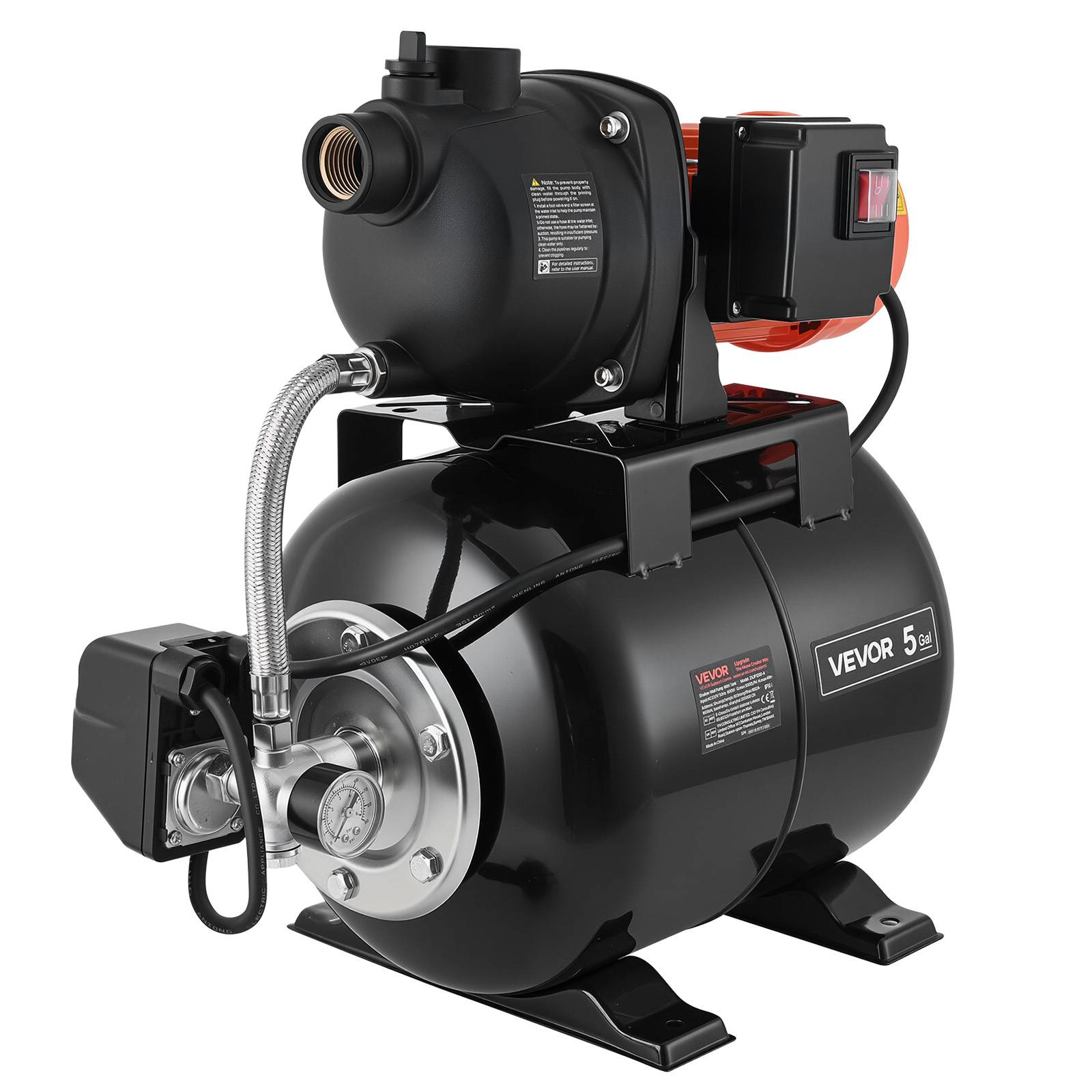 Vevor - VEVOR Groupe de Surpression Pompe avec Réservoir Pression 19 L 800 W 5000 L/h