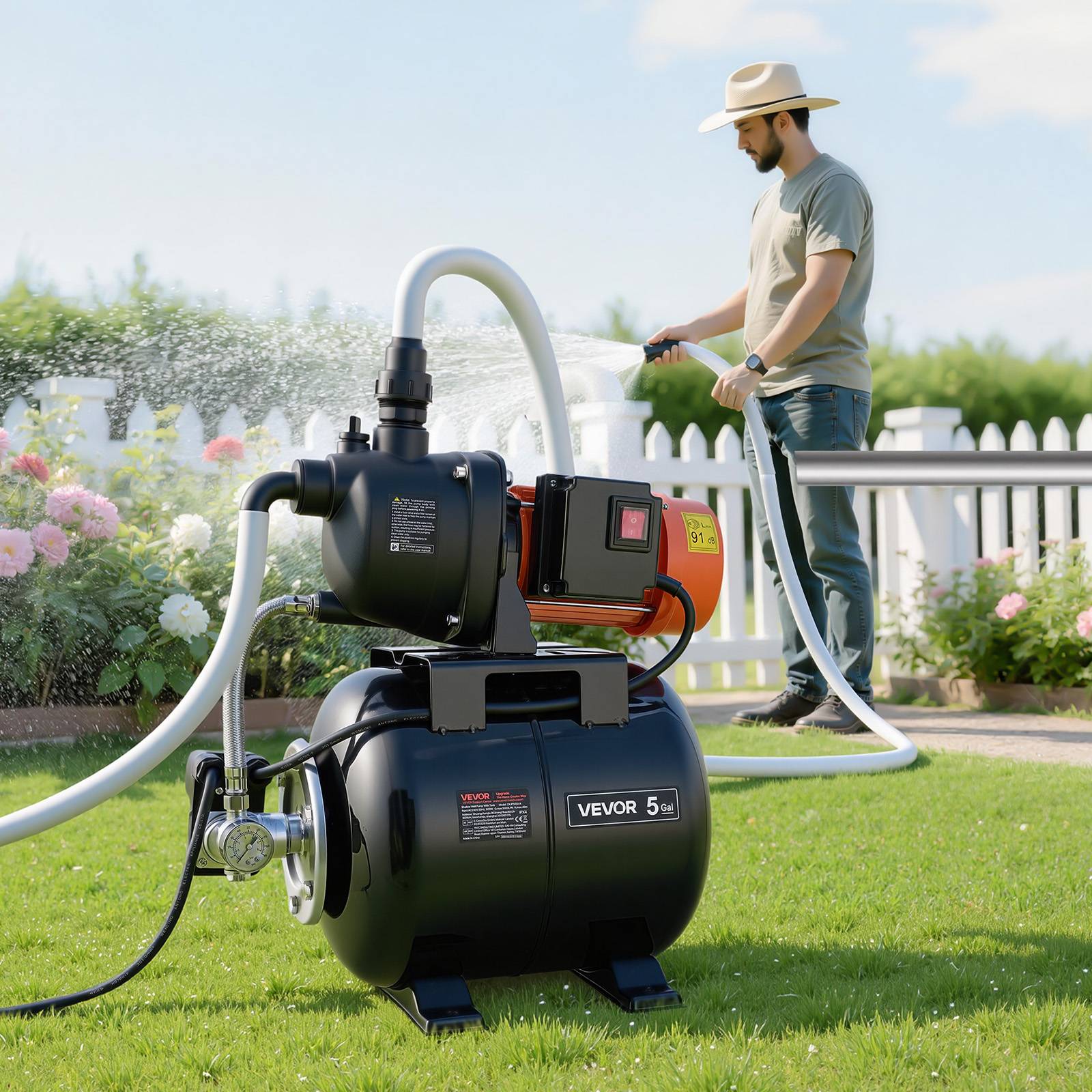 Vevor - VEVOR Groupe de Surpression Pompe avec Réservoir Pression 19 L 800 W 5000 L/h - Image 8
