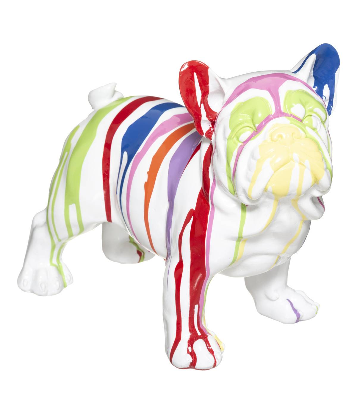 Chien décoratif en résine Blanche et peint Trash L 34 cm - Image 1