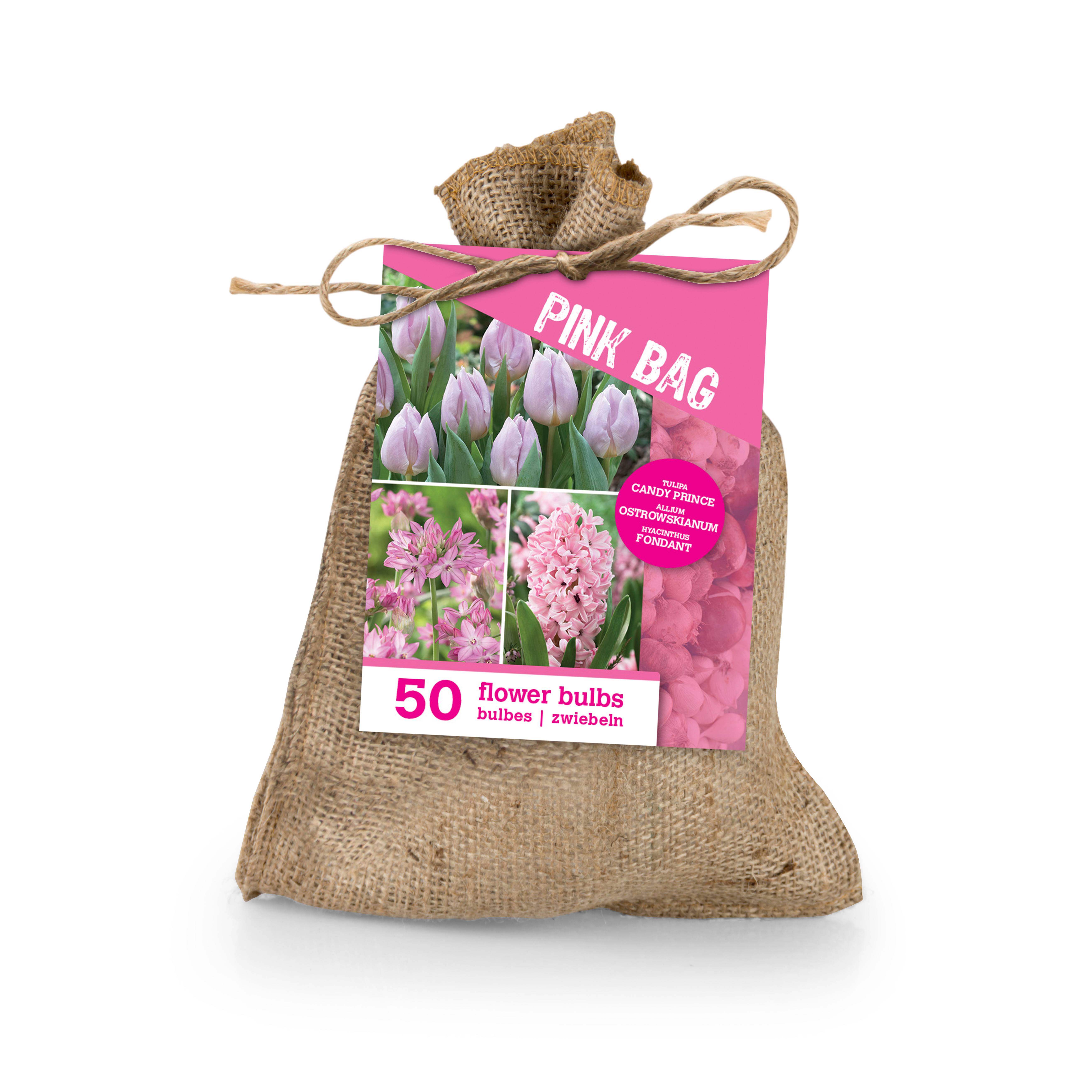 Mix de 50 - Le Sac Rose - Mix Rose - Tulipes, Jacinthes, Allium - Bulbes à fleurs - Image 1