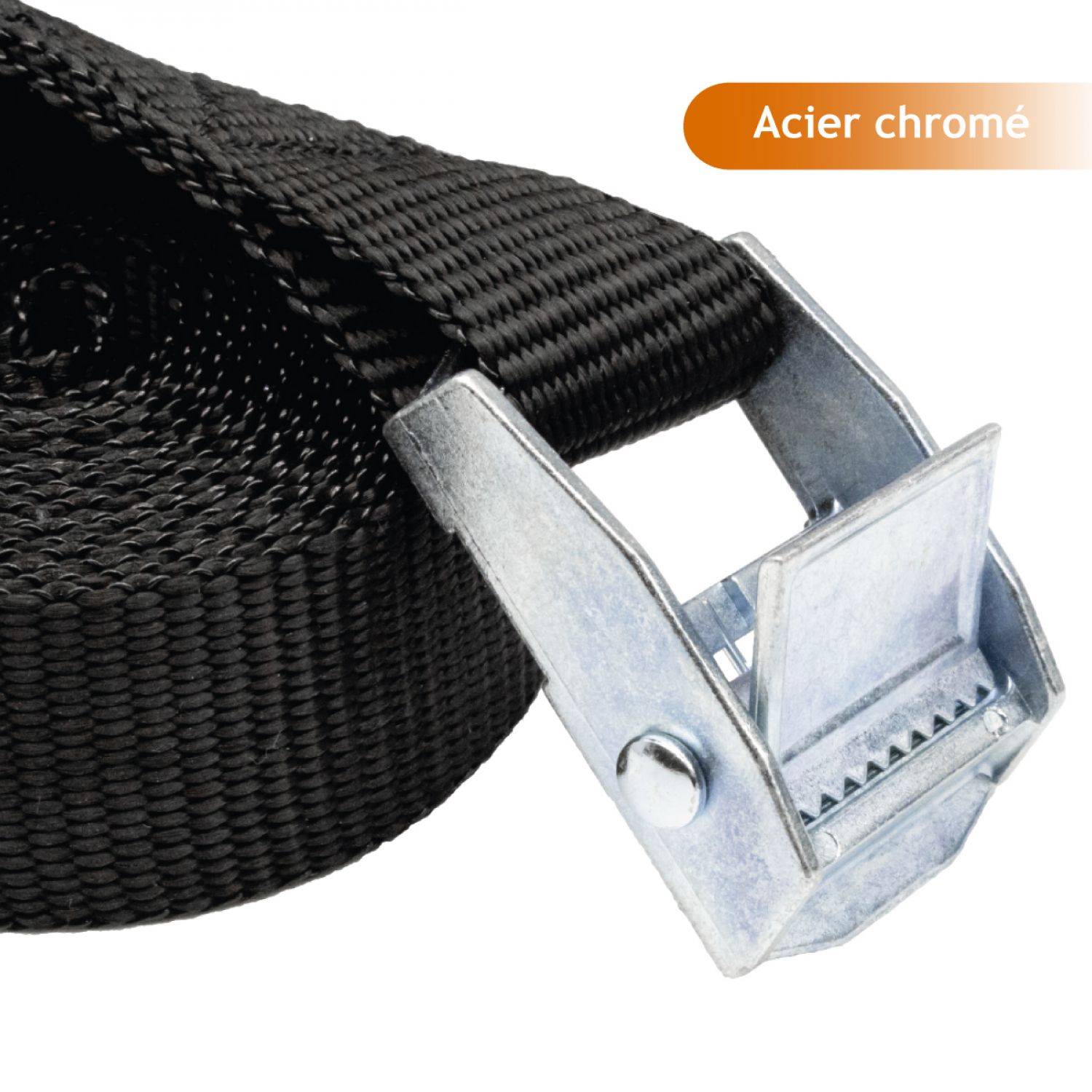 Linxor - Lot de 2 sangles d'arrimage avec boucle - 25 mm x 5 m - Noir - Linxor - Imagen 3
