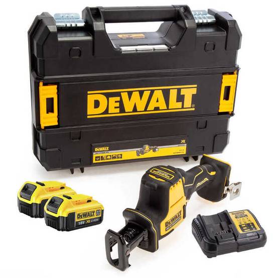 Scie sabre compacte XR 18V Brushless - DEWALT - avec 2 batteries 18V 4.0Ah - chargeur - TSTAK - DCS369M2-QW - Image 1