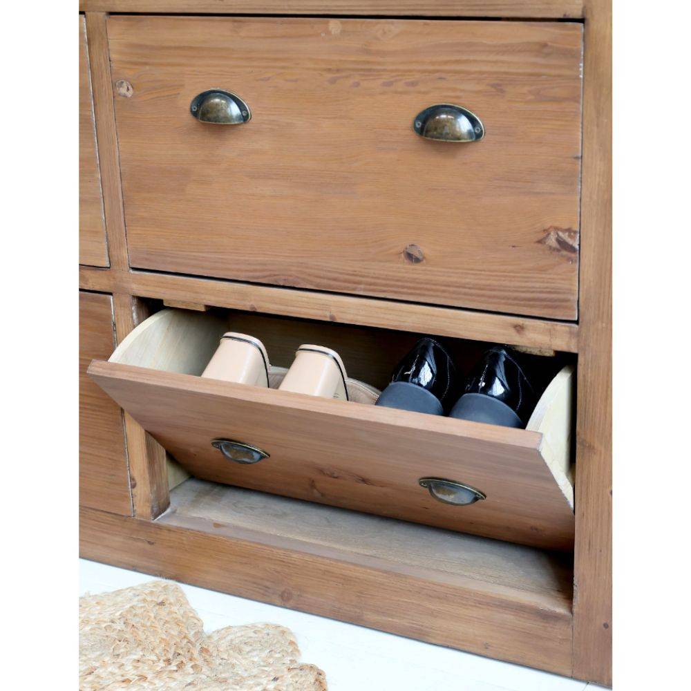 Chemin De Campagne - Grand meuble rangement chaussures entrée bois marron 190 x 40 x 90cm Chemin de campagne - Imagen 4