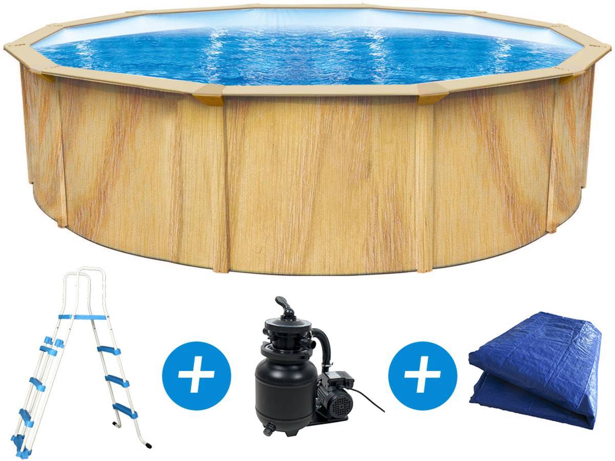 Habitat Et Jardin - Piscine Acier Ronde Aspect Bois "punta Cana" - ø 5.50 X 1.20 M -habitat Et Jardin - Imagen 1