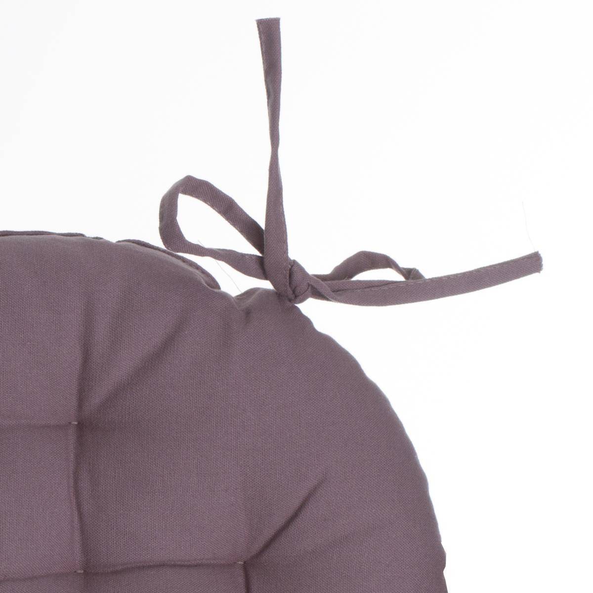 Lot de 6 Galettes de chaise en Coton Taupe D 38 cm - Imagen 2
