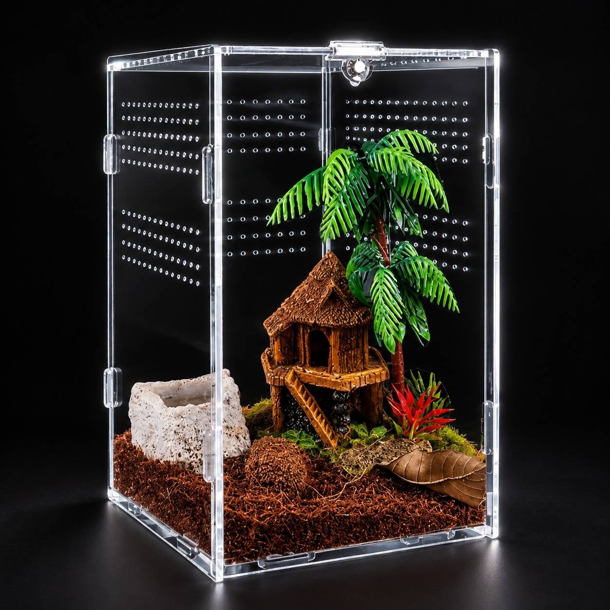 Boîte d'élevage acrylique transparente pour reptiles avec ventilation et fermeture magnétique - Image 7