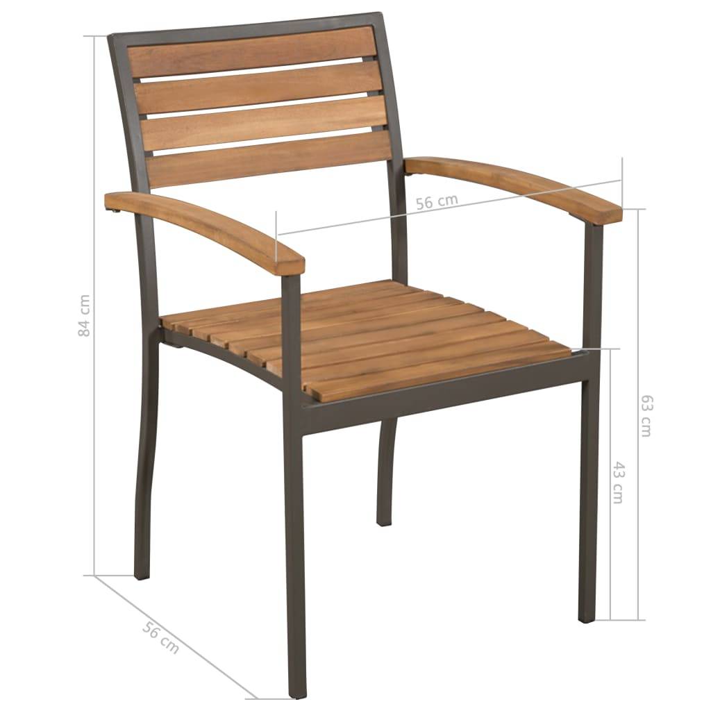 Vidaxl - Mobilier à dîner d'extérieur 9pcs Bois d'acacia solide et acier vidaXL 47296 - Imagen 7