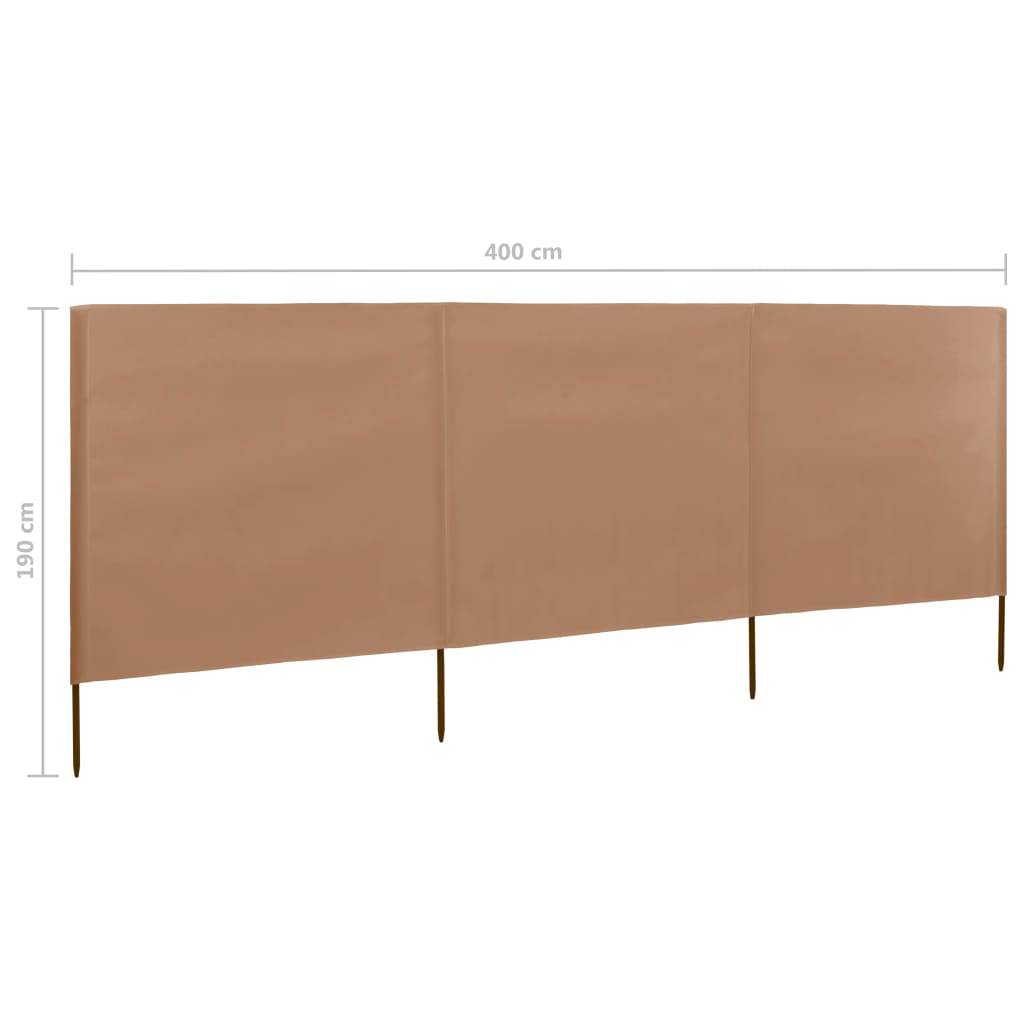Helloshop26 - Brises-vue paravent 3 panneaux tissu 400 x 160 cm taupe - Imagen 5