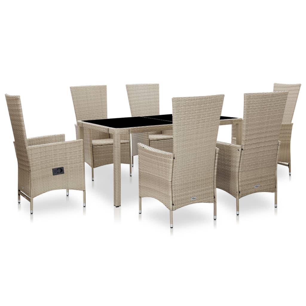 Vidaxl - Ensemble à manger d'extérieur 7 pcs coussins Résine tressée vidaXL 46040 - Imagen 1