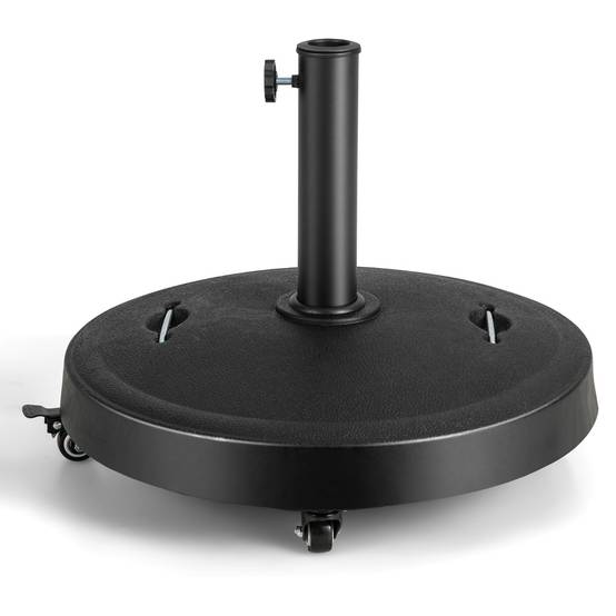 Pied de Parasol sur Roulettes φ52CM Socle Parasol Extérieur en Résine avec 2 Poignées Rétractables 4 Roue Verrouillables 38/48 mm - Image 3
