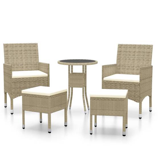 ComfortXL - Salon de Jardin 5 Pièces Rond Résine Tressée avec Tabourets Beige – ComfortXL Outdoor Living - Image 2