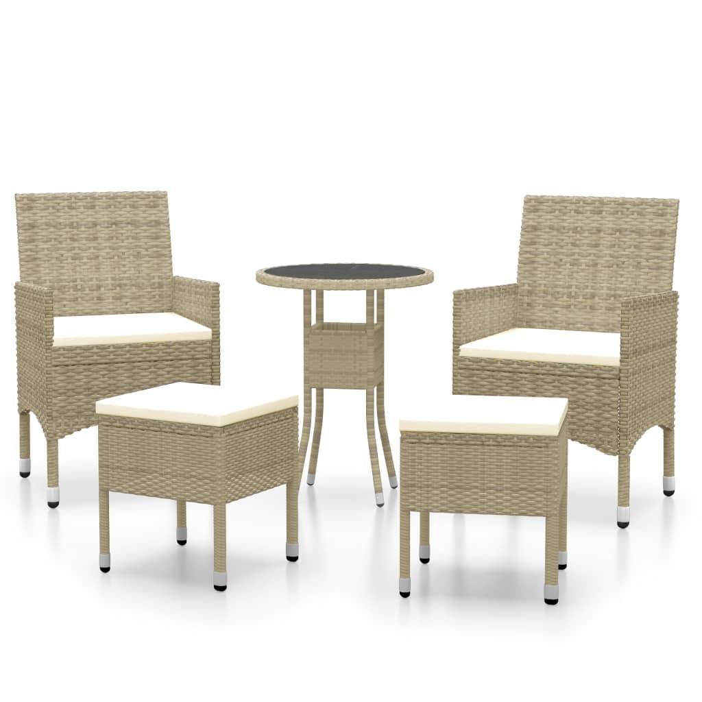 ComfortXL - Salon de Jardin 5 Pièces Rond Résine Tressée avec Tabourets Beige – ComfortXL Outdoor Living - Image 2