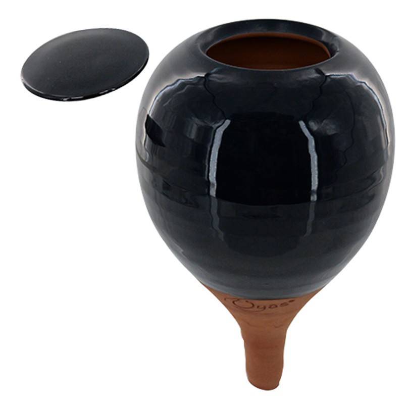 Ferme Du Moutta - Oya d'arrosage 30 cl en céramique faite main pour pots de fleurs, noir - Image 1