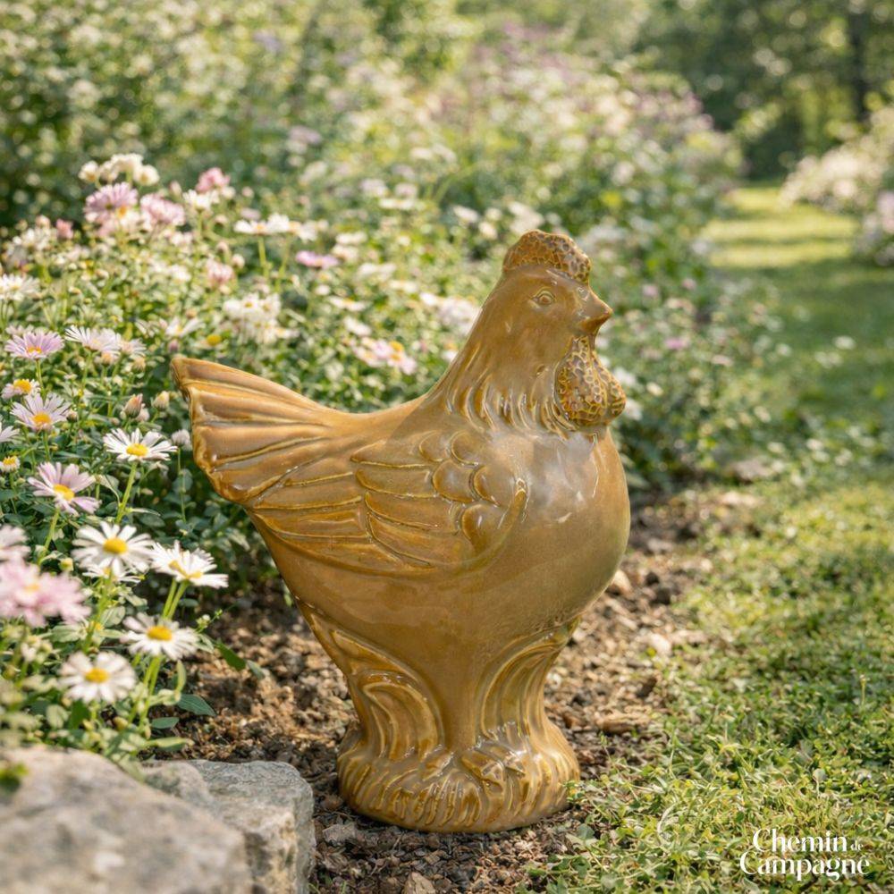 Chemin De Campagne - Coq en céramique émaillée marron 18.5 x 13.5 x 23.5cm Chemin de campagne - Imagen 2