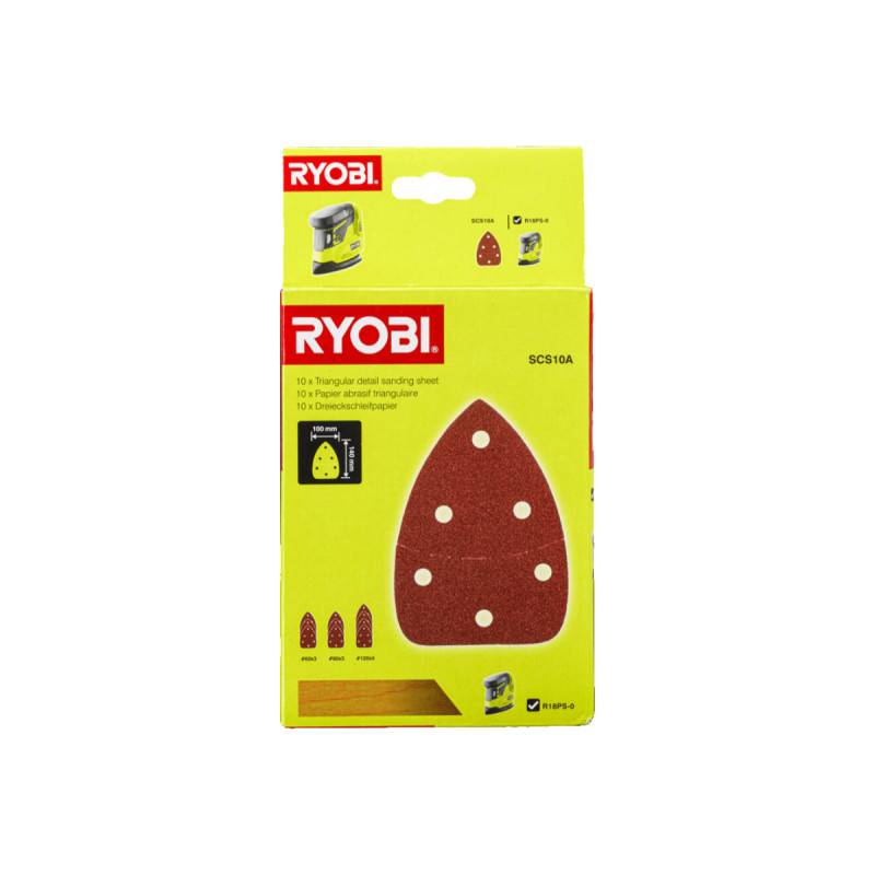 Ryobi - Pack RYOBI - Ponceuse triangulaire RPS18-0 - 18V One+ - sans batterie ni chargeur - Lot de 10 feuille abrasive SCS10A - Grain 60, 80 et 120 - Image 5