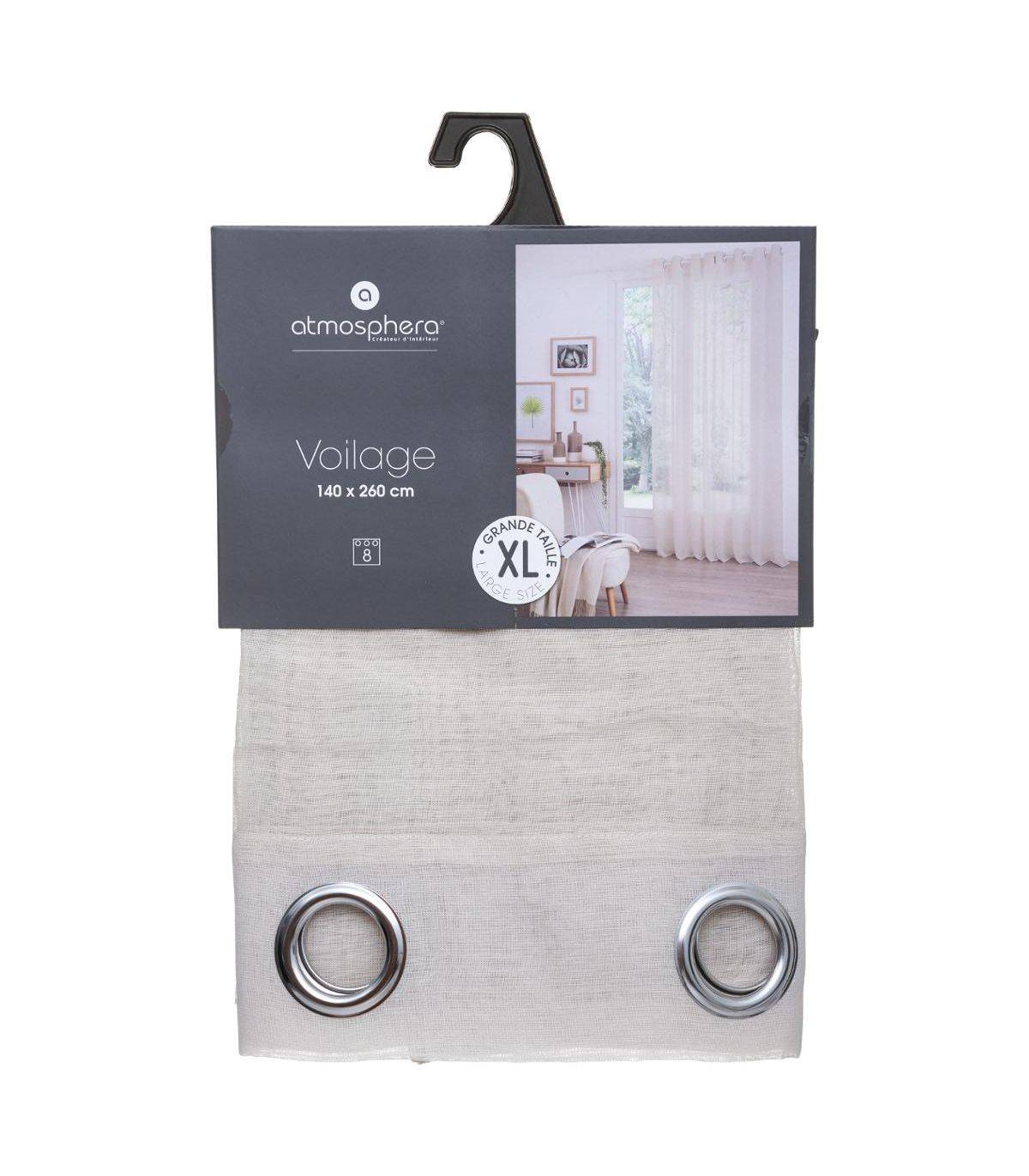 Voilage à œillets Etamine Beige Lin 140 x 260 cm - Imagen 3