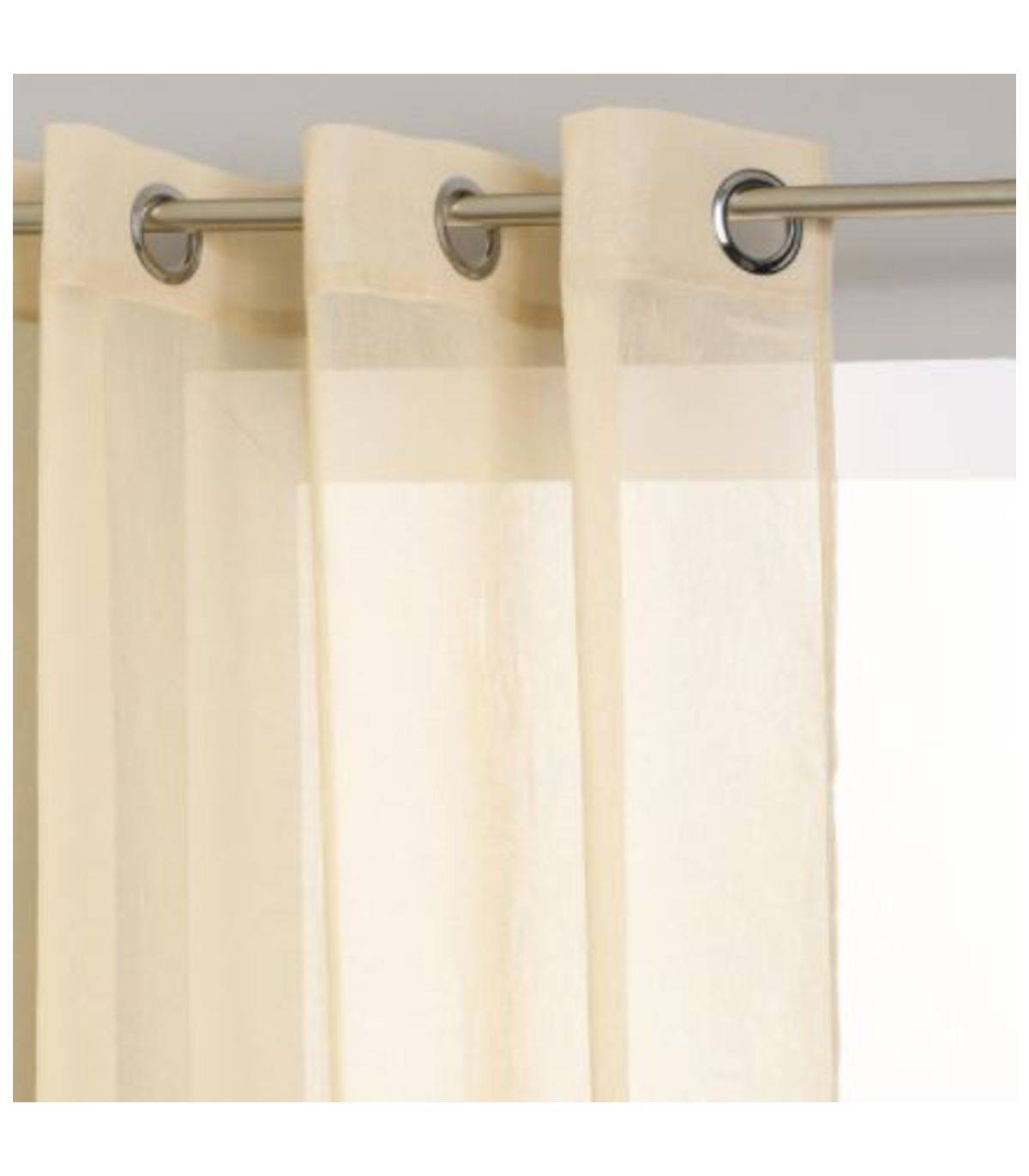 Voilage à œillets Etamine Beige Lin 140 x 260 cm - Imagen 1