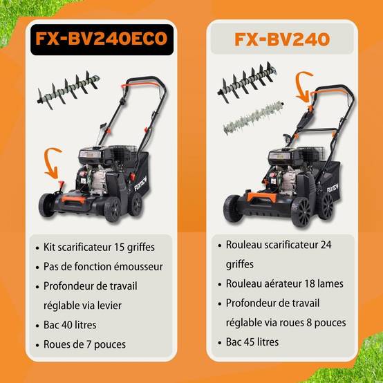 FUXTEC - Scarificateur thermique - FUXTEC FX-BV240ECO - 212cm3 largeur 40cm sac 40l 18 lames - Image 6