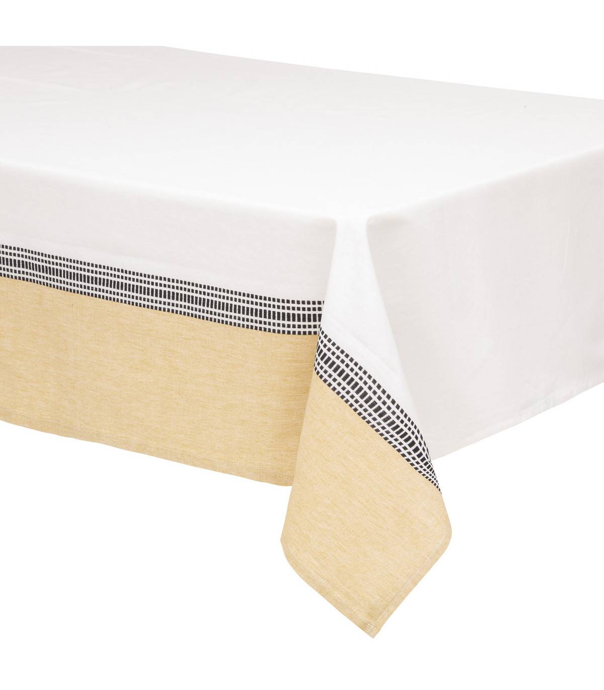 Atmosphera - Nappe en coton bicolore Blanc et Jaune 150 x 250 cm - Imagen 1